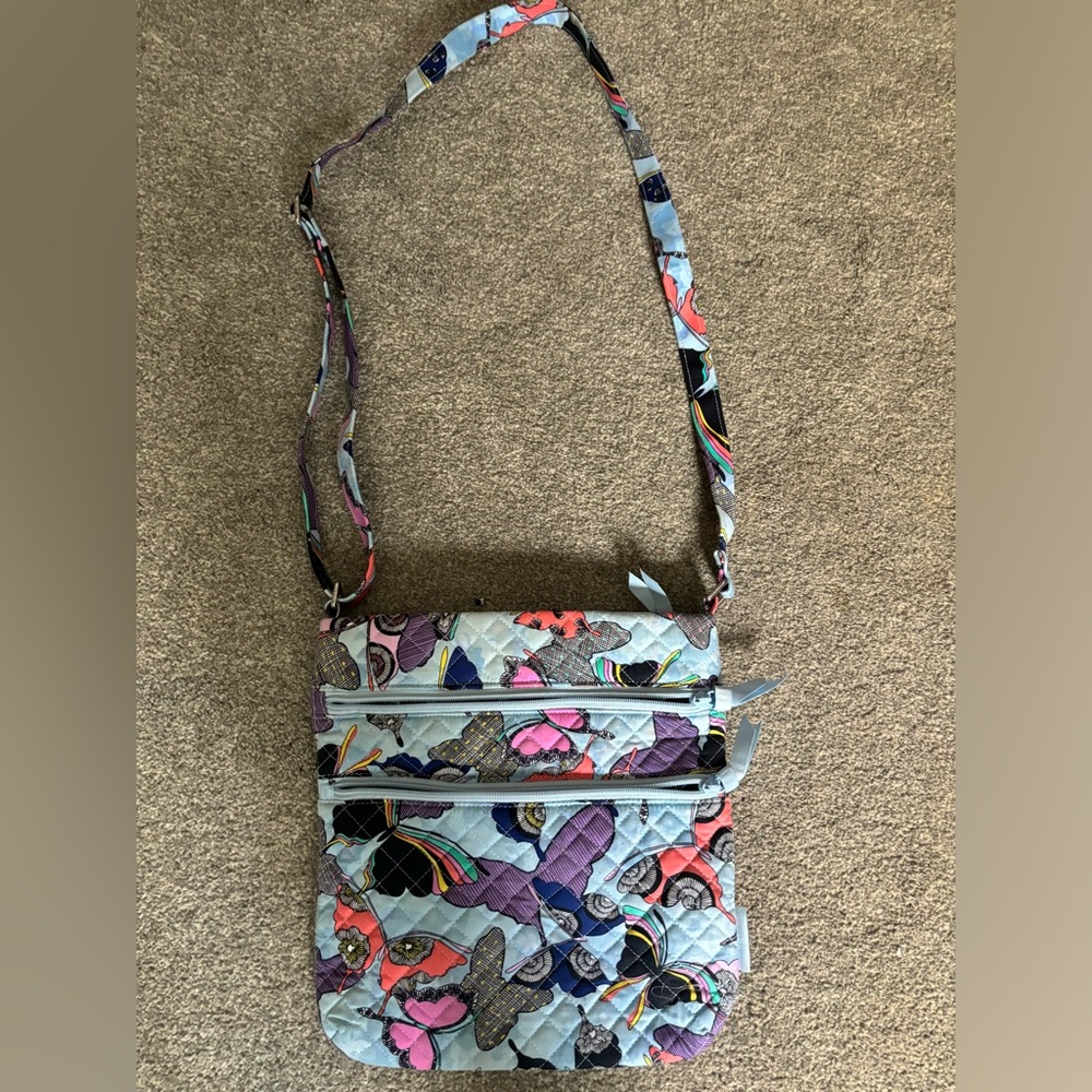NWOT Vera Bradley Triple Zip Hipster Crossbody Bag Butterfly Print
